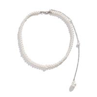 Body Chain Smycken, Plast Pearl, med Järn, med 23cm extender kedja, Rund, platina pläterad, justerbar & för kvinna, vit, nickel, bly och kadmium gratis, Längd 40 cm, Säljs av PC