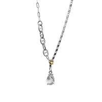 Tibetan Style Jewelry Necklace, with Crystal, with 5cm extender chain, Teardrop, silver color plated, fashion jewelry & adjustable & for woman, silver color, nickel, lead & cadmium free, Length:49 cm, Sold By PC