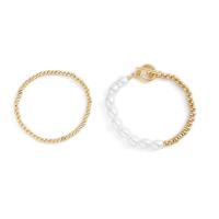 Resin Bracelets with Plastic Pearl 2 pieces & fashion jewelry & for woman golden Length 18 cm 20 cm Sold By Set