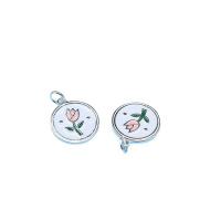 925 Sterling Silver Pendant, polished, enamel, original color, 13.90x16mm, Sold By PC