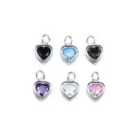925 Sterling Silver Pendant, Heart, DIY & micro pave cubic zirconia, more colors for choice, 7.50x9.20x3.60mm, Hole:Approx 3mm, Sold By PC