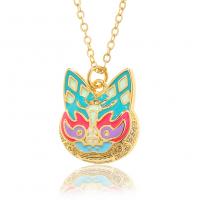 Brass Necklace, gold color plated, for woman & enamel, more colors for choice, 17.80x20mm, Length:Approx 17.7 Inch, Sold By PC