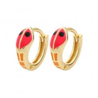 Brass Huggie Hoop Earring Snake gold color plated for woman & enamel Approx 3mm Sold By Pair