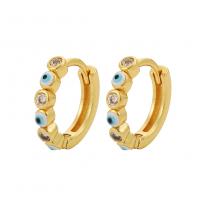 Evil Eye Earrings, Brass, gold color plated, for woman & enamel, more colors for choice, 2.70x13mm, Sold By Pair