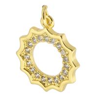 Cubique Pendentif en laiton zircon pavent, Placage de couleur d'or, bijoux de mode & pavé de micro zircon & pour femme, doré, 16x19x2mm, Trou:Environ 3mm, 10PC/lot, Vendu par lot