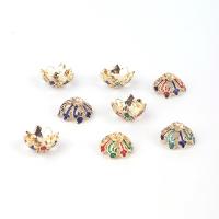 Tibetan Style Bead Cap, Flower, gold color plated, DIY & enamel, more colors for choice, nickel, lead & cadmium free, 14x14mm, Sold By PC