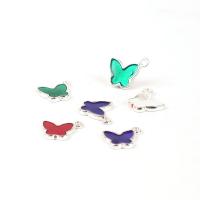 Zinc Alloy Enamel Pendants Butterfly silver color plated DIY nickel lead & cadmium free Sold By PC