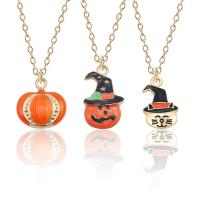 Halloween náhrdelník, Zinek, s 1.97 extender řetězce, barva pozlacený, Halloweenský design & unisex & různé styly pro výběr & smalt, nikl, olovo a kadmium zdarma, Délka 17.72 inch, Prodáno By PC