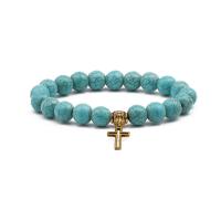 Turquoise Bracelet with Zinc Alloy plated elastic & Unisex nickel lead & cadmium free 10mm Length 18-20 cm Sold By Set