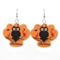 Acrylic Drop Earring with Iron silver color plated Halloween Design & for woman Sold By Pair