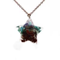 Natural Gemstone Necklace with 304 Stainless Steel Chain & Resin Galvanic plating Unisex mixed colors Length 17.72 Inch Sold By PC
