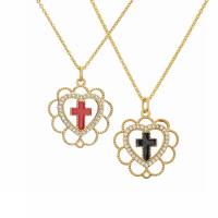 Cubic Zircon Micro Pave Brass Necklace, Cross, gold color plated, micro pave cubic zirconia & for woman & enamel, more colors for choice, nickel, lead & cadmium free, 20x25mm, Length:17.72 Inch, Sold By PC