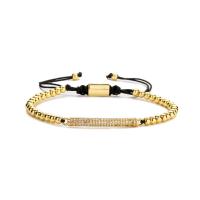 Brass Bracelet with Plastic Pearl gold color plated & Unisex & adjustable & micro pave cubic zirconia & enamel golden nickel lead & cadmium free Length 16-21 cm Sold By PC