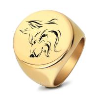 Titanium Steel Finger Ring Wolf plated  & for man 22mm Sold By PC