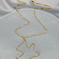 Fashion Fringe Necklace, 304 Stainless Steel, Vacuum Ion Plating, for woman, golden, Length:45-50 cm, Sold By PC