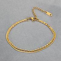 Bracciale gioielli in acciaio inossidabile, 304 acciaio inox, Doppio strato & per la donna, dorato, Lunghezza 18-23 cm, Venduto da PC