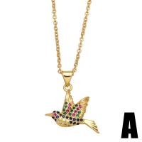 Cubic Zircon Micro Pave Brass Necklace, with 2 extender chain, Bird, 18K gold plated, different styles for choice & micro pave cubic zirconia & for woman, mixed colors, nickel, lead & cadmium free, 20x13x2mm, Length:16.9 Inch, Sold By PC