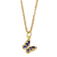 Cubic Zircon Micro Pave Brass Necklace with 2 extender chain Butterfly 18K gold plated micro pave cubic zirconia & for woman nickel lead & cadmium free Length 16.9 Inch Sold By PC