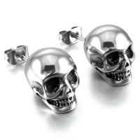 Brass Stud Earring, Skull, plated, punk style & Unisex, more colors for choice, 11x7mm, Sold By PC