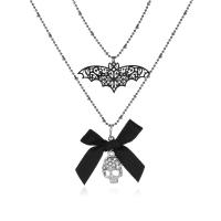 Mode-Multi-Layer-Halskette, Zinklegierung, Pistole schwarz plattiert, Doppelschicht & Micro pave Zirkonia & für Frau, schwarz, 535mm, verkauft von PC