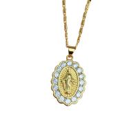 Ожерелья из латуни, Латунь, плакирован золотом, разные стили для выбора & Женский & со стразами, золотой, 450mm, продается PC