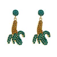 Rhinestone Earring Copper with Zinc Alloy gold color plated for woman & with rhinestone nickel lead & cadmium free Sold By Pair