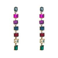 Rhinestone Earring Zinc Alloy with Glass Rhinestone Geometrical Pattern plated fashion jewelry & for woman Sold By Pair