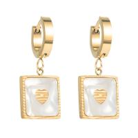 Boucle d'oreille Acier Titane, avec perle résine, Motif géométrique, Plaqué d'or, bijoux de mode & pour femme, plus de couleurs à choisir, 13x30mm, Vendu par paire