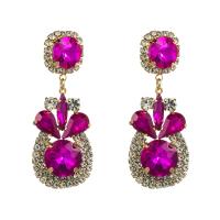Rhinestone Earring Zinc Alloy with Glass Rhinestone Geometrical Pattern gold color plated for woman & with rhinestone Sold By Pair