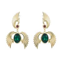 Rhinestone Earring Zinc Alloy Wing Shape gold color plated for woman & with rhinestone nickel lead & cadmium free Sold By Pair