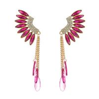 Rhinestone Earring Zinc Alloy with Glass Rhinestone Wing Shape gold color plated for woman & with rhinestone Sold By Pair