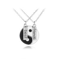 Tibetan Style Jewelry Necklace, Round, platinum color plated, 2 pieces & Unisex & oval chain & enamel, nickel, lead & cadmium free, Length:Approx 16.9 Inch, Sold By PC