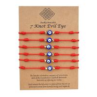 Evil Eye Jewelry Bracelet, Tibetan Style, with Wax Cord & Resin, plated, 7 pieces & Unisex, more colors for choice, Length:Approx 7.4-11.8 Inch, Sold By Set