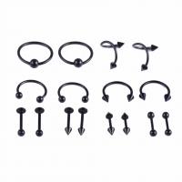 316L Stainless Steel Body Piercing Jewelry Set, plated, 16 pieces & Unisex, more colors for choice, 12mm,9mm,11mm,14mm,10mm,13mm,16mm, 50Sets/Lot, Sold By Lot