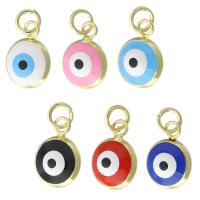 Evil Eye Pendants Brass gold color plated DIY & enamel Approx 3mm Sold By Lot