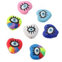Mode Evil Eye Schmuck Perlen, Messing, Herz, goldfarben plattiert, DIY & Emaille, keine, 14.50x14x5.50mm, Bohrung:ca. 1mm, 10PCs/Menge, verkauft von Menge