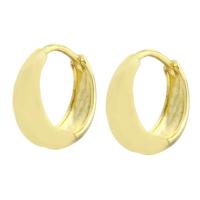 Messing Huggie Hoop Earring, gold plated, voor vrouw, 5x13.50x4mm, 10paren/Lot, Verkocht door Lot