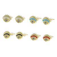 Evil Eye Earrings, Brass, gold color plated, micro pave cubic zirconia & for woman & enamel, more colors for choice, 10x7.50x4.50mm, Sold By Pair