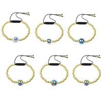 Bracelet Evil Eye bijoux, laiton, Placage de couleur d'or, Réglable & DIY & émail, plus de couleurs à choisir, Longueur Environ 9 pouce, Vendu par PC