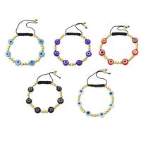 Evil Eye Jewelry Bracelet, Brass, with Plastic, gold color plated, Adjustable & DIY, more colors for choice, Length:Approx 11 Inch, Sold By PC