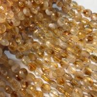 Naturlig krystal perler, Citrin, Flad Rund, poleret, du kan DIY, gul, 5x8mm, Solgt Per Ca. 14 inch Strand