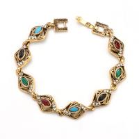 Tibetan Style Bracelet, with Resin, plated, fashion jewelry & for woman & with rhinestone, more colors for choice, nickel, lead & cadmium free, Length:Approx 7.28 Inch, Sold By PC
