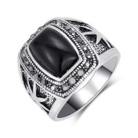 Resina anillo de dedo, aleación de zinc, con resina, chapado en color de plata antigua, Joyería & unisexo & diverso tamaño para la opción & con diamantes de imitación, libre de níquel, plomo & cadmio, 18mm, Vendido por UD