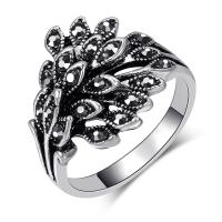 Cink Alloy Finger Ring, starinski srebrne boje pozlaćen, modni nakit & različite veličine za izbor & za žene & s Rhinestone, nikal, olovo i kadmij besplatno, 18mm, Prodano By PC
