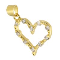 Cubic Zirconia Micro Pave Brass Pendant, Heart, gold color plated, DIY & micro pave cubic zirconia, golden, 18x17x3mm, Hole:Approx 3.5mm, 10PCs/Lot, Sold By Lot