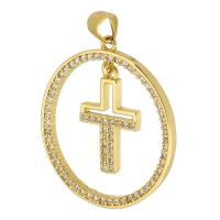 Cubic Zirconia Micro Pave Brass Pendant Round gold color plated fashion jewelry & DIY & micro pave cubic zirconia & for woman golden Approx 4mm Sold By Lot