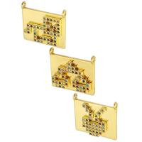 Cubic Zirconia Micro Pave Brass Pendant, gold color plated, fashion jewelry & DIY & different styles for choice & micro pave cubic zirconia & for woman, multi-colored, 20x17.50x3mm, Hole:Approx 1.5mm, 10PCs/Lot, Sold By Lot