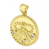 Cubic Zirconia Micro Pave Brass Pendant Round gold color plated fashion jewelry & DIY & micro pave cubic zirconia & for woman golden Approx 4mm Sold By Lot