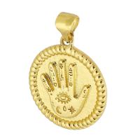 Brass Jewelry Pendants, Round, gold color plated, fashion jewelry & DIY & for woman, golden, 18x20x2mm, Hole:Approx 3mm, 10PCs/Lot, Sold By Lot