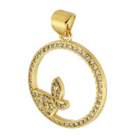 Cubic Zirconia Micro Pave Brass Pendant Round gold color plated fashion jewelry & DIY & micro pave cubic zirconia & for woman golden Approx 3.5mm Sold By Lot
